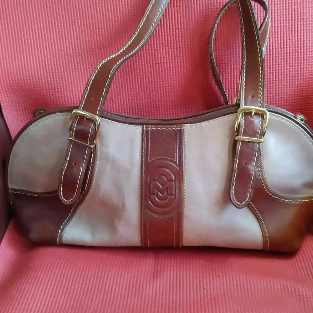 MARINO ORLANDI Italian Leather shoulder bag Pale Plum & Brown - Picture 2 of 12